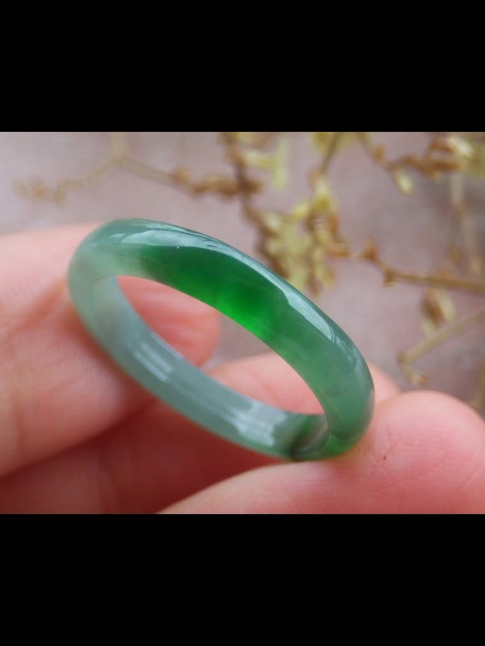 Certificate Jadeite Jewelry Jade luck Green thin Ring Size6.75